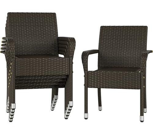 Lot de 6 Chaises de Jardin en Rotin