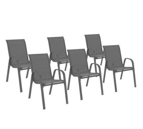 Lot de 6 Chaises de Jardin Gris Anthracite Lot de 6 Chaises de Jardin Gris Anthracite
