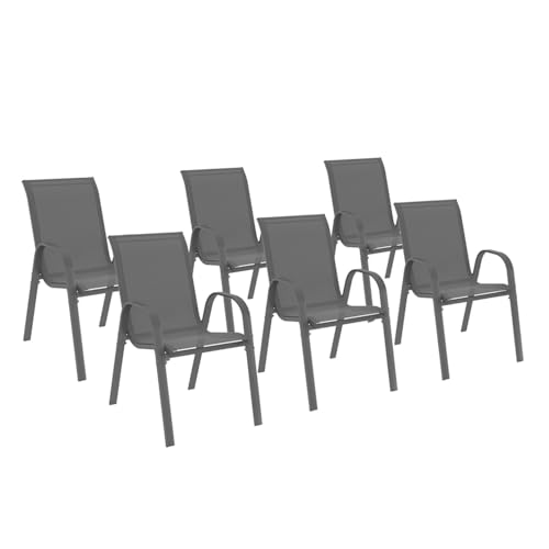 Lot de 6 Chaises de Jardin Gris Anthracite