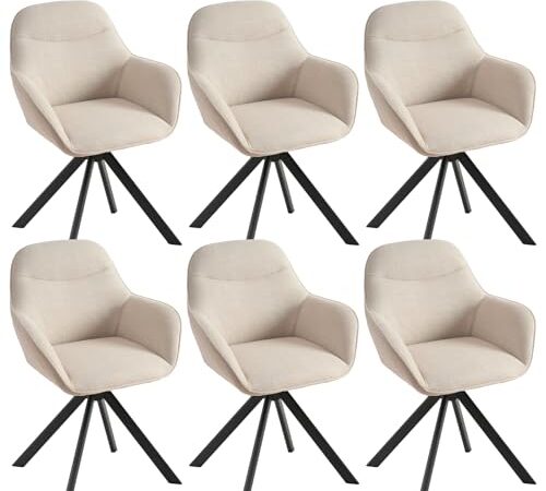 Lot de 6 Chaises Pivotantes Beige Lot de 6 Chaises Pivotantes Beige