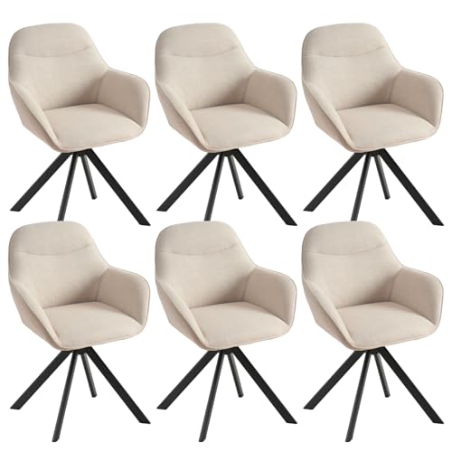 Lot de 6 Chaises Pivotantes Beige Lot de 6 Chaises Pivotantes Beige