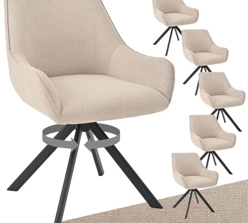Lot de 6 Chaises Pivotantes en Lin Lot de 6 Chaises Pivotantes en Lin