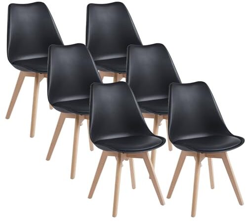 Lot de 6 Chaises Scandinaves Noires Lot de 6 Chaises Scandinaves Noires