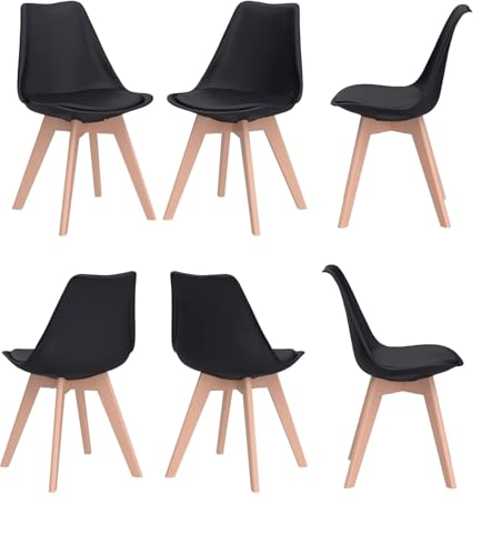 Lot de 6 chaises scandinaves noires