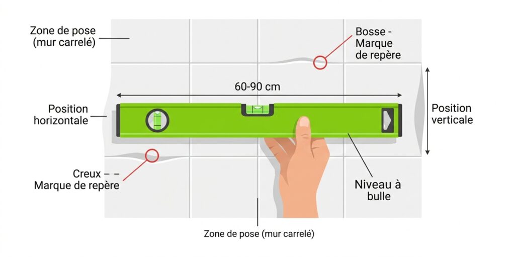 Niveau à bulle pour la pose de plinthes Niveau à bulle utilisé pour poser des plinthes