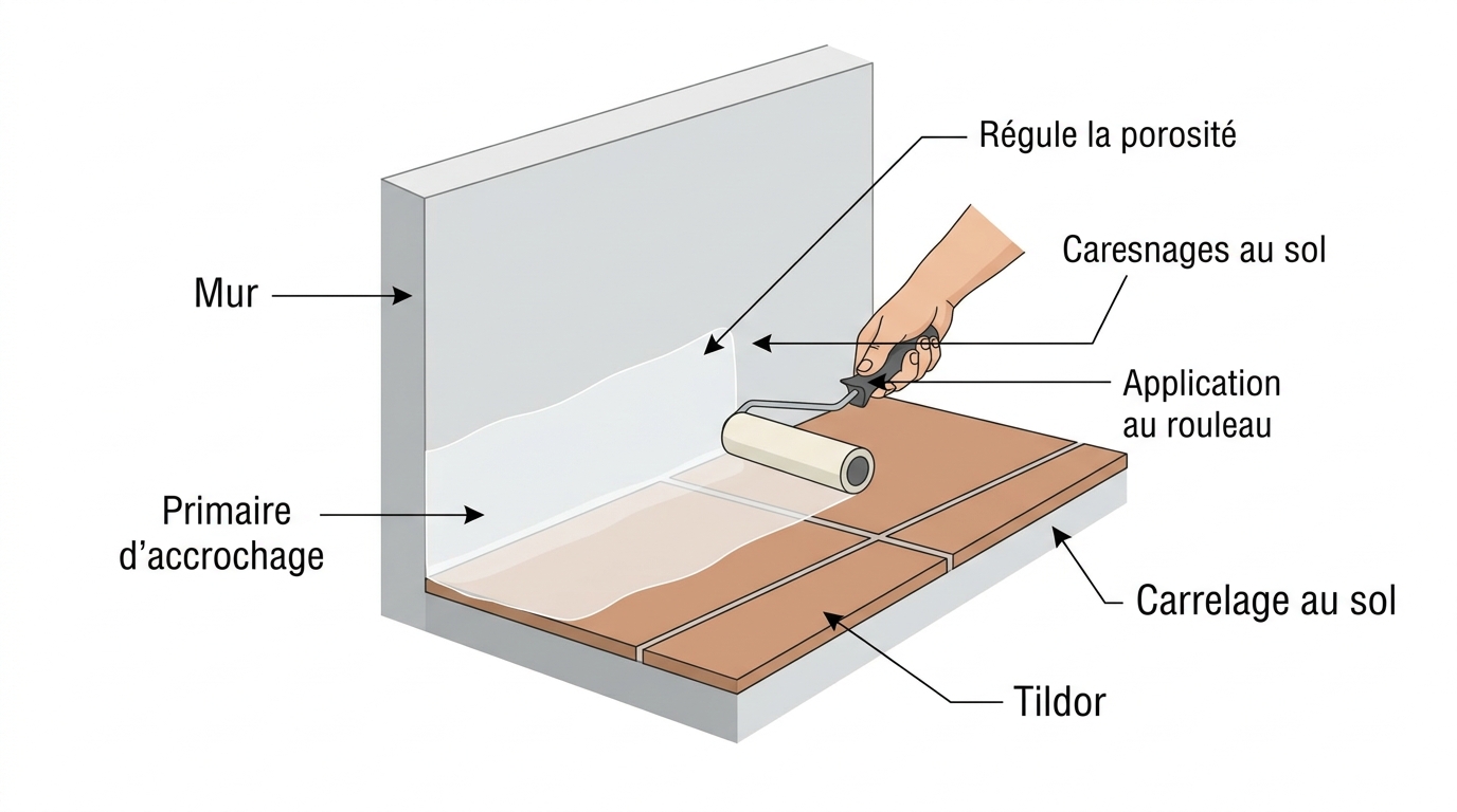 Primaire d'accroche pour la pose de plinthes pour carrelage Primaire d'accroche pour la pose de plinthes pour carrelage