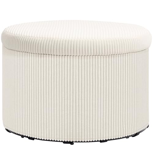 Pouf Coffre Rangement Velours Côtelé