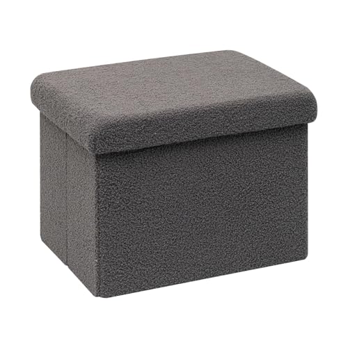 Pouf Cube Pliable en Velours Gris