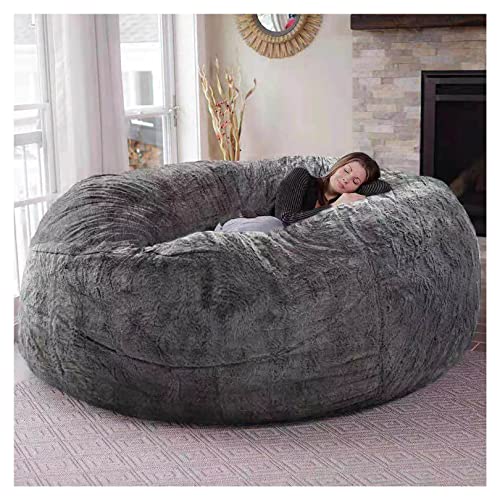 Pouf géant en fausse fourrure gris