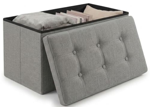 Pouf Rangement Pliable avec Couvercle