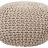 Pouf Rond en Coton Beige Conrad Pouf Rond en Coton Beige Conrad