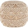Pouf Rond en Coton Beige de 40 cm