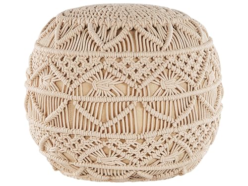 Pouf Rond en Coton Beige de 40 cm