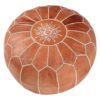 Pouf Rond Marron en Cuir Véritable Pouf Rond Marron en Cuir Véritable