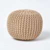 Pouf Rond Tressé en Coton Beige Pouf Rond Tressé en Coton Beige