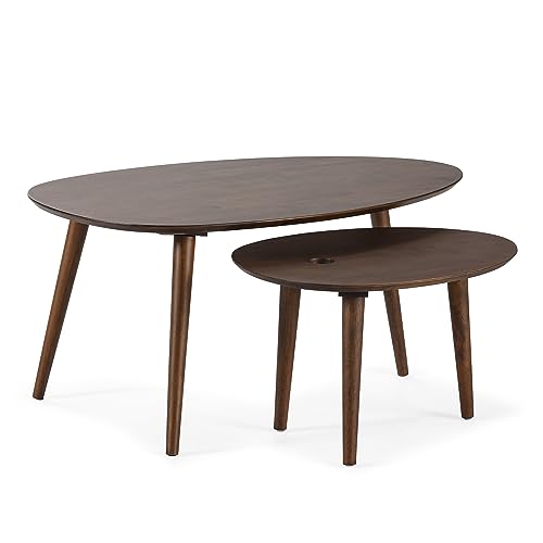 Set de 2 Tables Basses Eclipse en Noyer Set de 2 Tables Basses Eclipse en Noyer