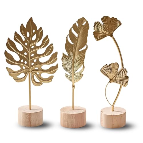 Set de 3 Sculptures Décoratives Dorées Set de 3 Sculptures Décoratives Dorées