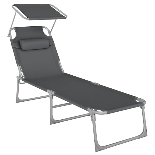 SONGMICS Chaise Longue Pliable avec Pare-soleil SONGMICS Chaise Longue Pliable avec Pare-soleil