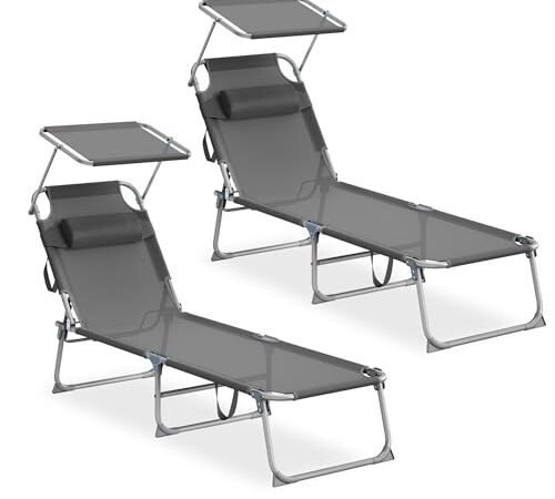 SONGMICS Lot de 2 Chaises Longues Pliantes SONGMICS Lot de 2 Chaises Longues Pliantes