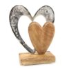 Statuette cœur déco en métal et bois