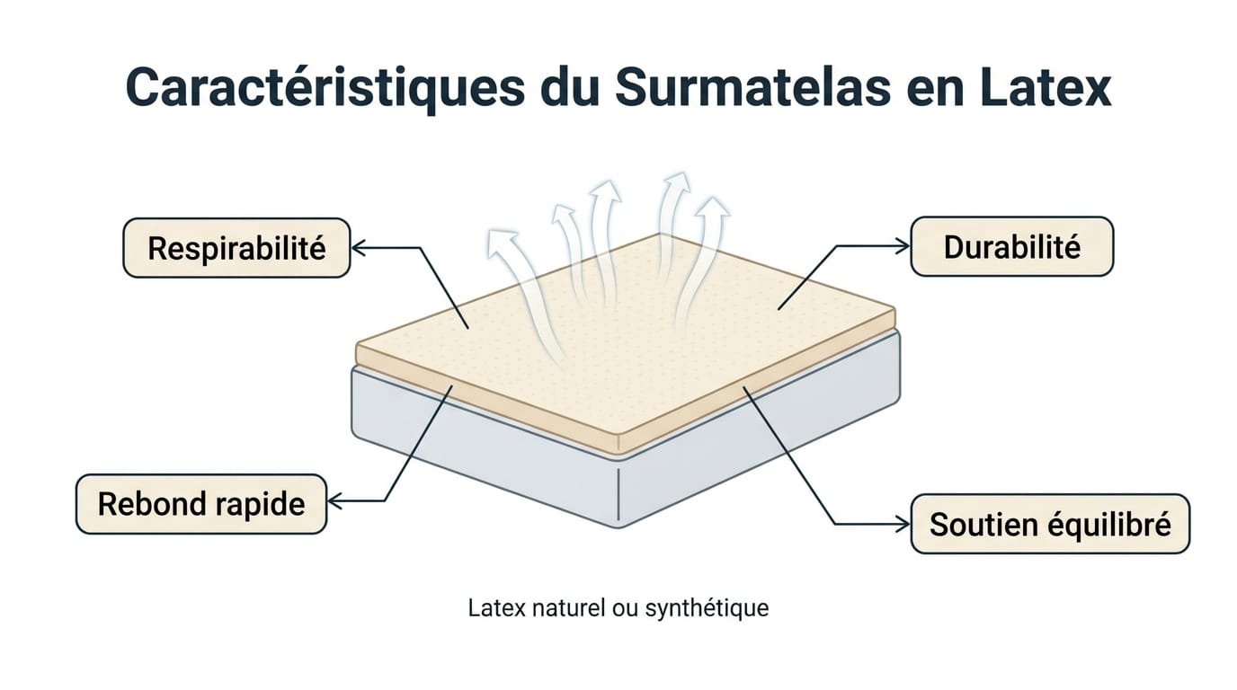 Surmatelas en latex sur un lit confortable