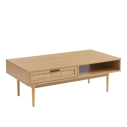 Table Basse Amana Effet Chêne et Cannage Table Basse Amana Effet Chêne et Cannage