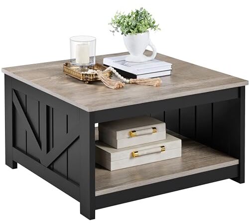Table Basse Carrée avec Rangement Élégant Table Basse Carrée avec Rangement Élégant