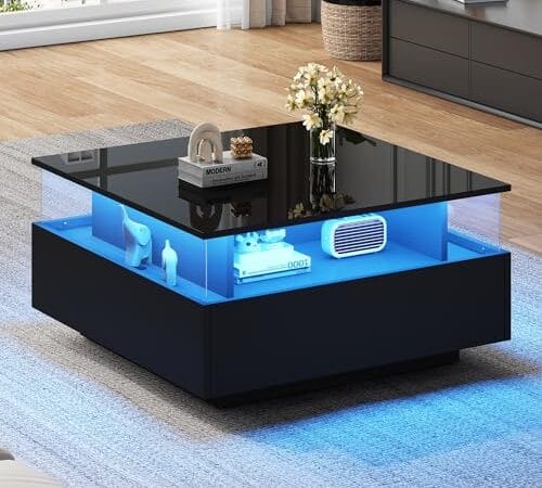 Table Basse Carrée LED Moderne