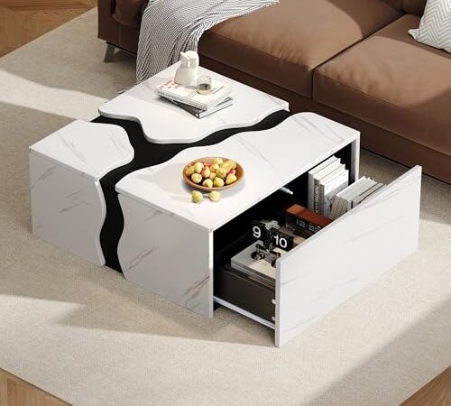 Table Basse Cubique Design Marbre 70x70 cm