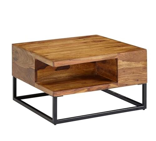 Table Basse en Bois de Sheesham et Métal Table Basse en Bois de Sheesham et Métal
