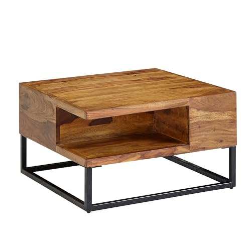 Table Basse en Bois de Sheesham et Métal Table Basse en Bois de Sheesham et Métal