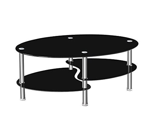 Table Basse en Verre Trempé Ovale Table Basse en Verre Trempé Ovale