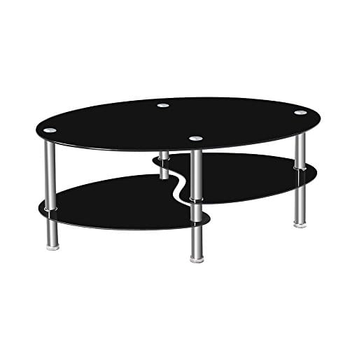 Table Basse en Verre Trempé Ovale Table Basse en Verre Trempé Ovale