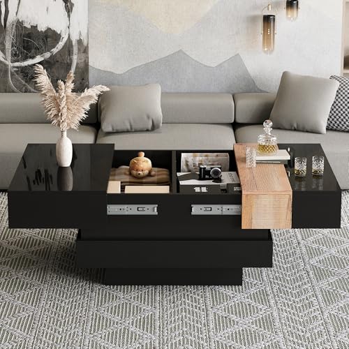 Table basse extensible avec rangement caché Table basse extensible avec rangement caché