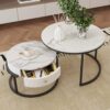 Table Basse Gigogne Ronde Blanche en Marbre