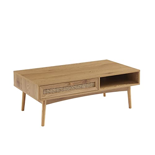Table Basse INES en chêne et rotin Table Basse INES en chêne et rotin