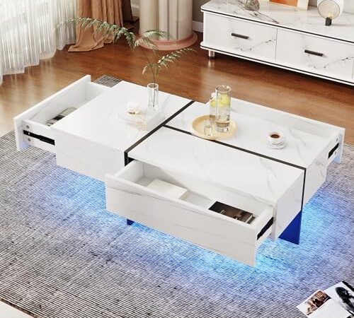 Table Basse LED Contrôlée par APP en Marbre