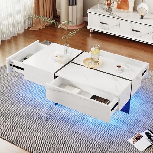 Table Basse LED Contrôlée par APP en Marbre Table Basse LED Contrôlée par APP en Marbre