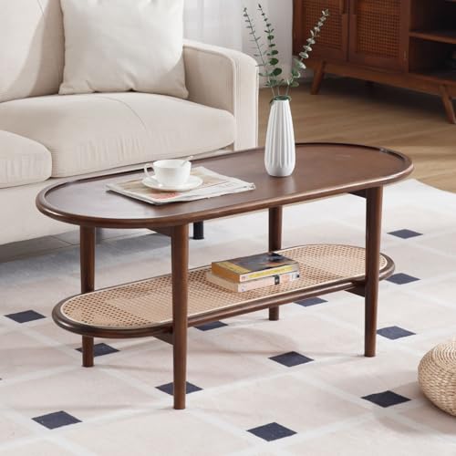 Table Basse Élégante en Bois et Rotin Table Basse Élégante en Bois et Rotin