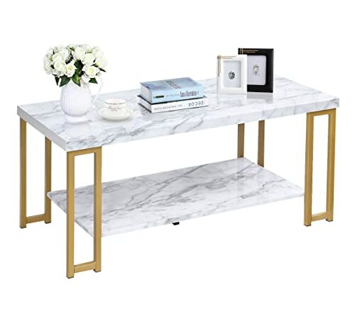 Table Basse Moderne en Marbre 2 Niveaux