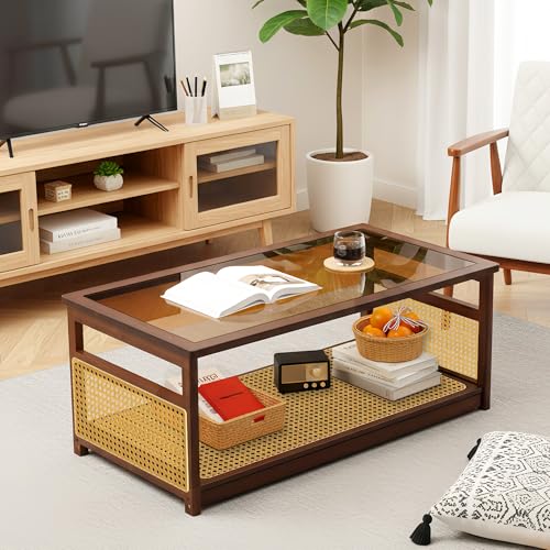 Table basse moderne en verre et bois Table basse moderne en verre et bois