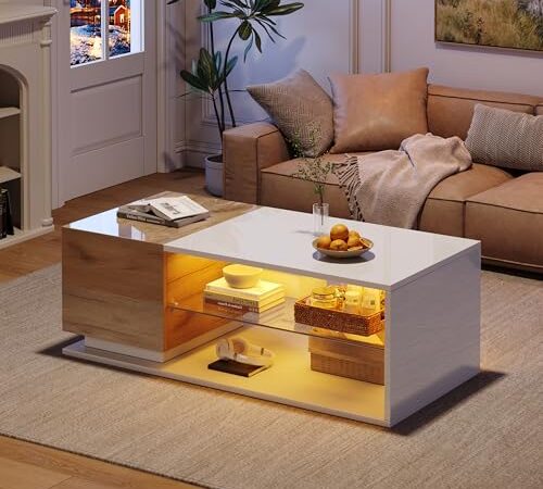 Table Basse OKMYHOME avec Éclairage LED