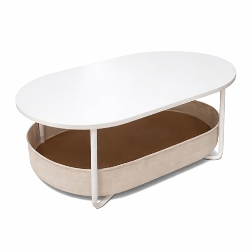 Table Basse Ovale avec Rangement Compagnon Table Basse Ovale avec Rangement Compagnon