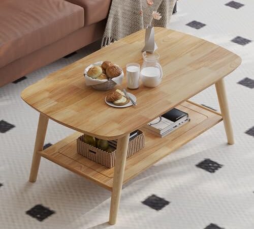 Table Basse Ovale en Bois Massif