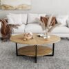 Table basse ovale en bois massif moderne