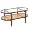 Table Basse Ovale en Verre et Bois
