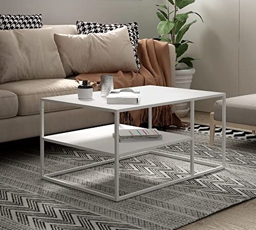 Table Basse Rectangulaire en Acier Blanc Table Basse Rectangulaire en Acier Blanc