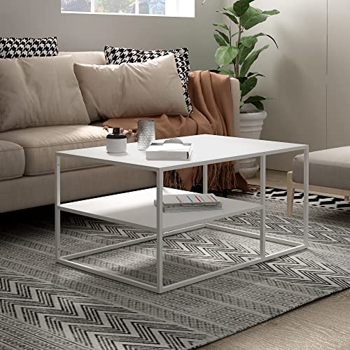 Table Basse Rectangulaire en Acier Blanc Table Basse Rectangulaire en Acier Blanc