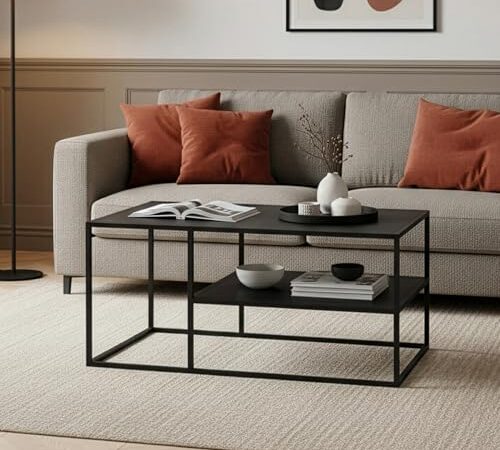 Table Basse Rectangulaire en Acier Noir Table Basse Rectangulaire en Acier Noir