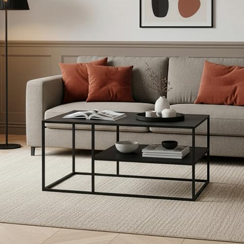 Table Basse Rectangulaire en Acier Noir Table Basse Rectangulaire en Acier Noir
